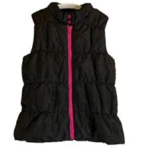 Energie Kids/Girls Puffer Vest XL Black Pink Jacket Outdoor Outerwear